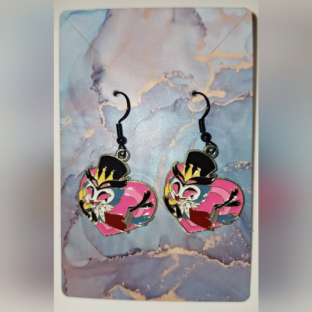 Helluva‎ Boss Earrings Handmade Hypoallergenic Heart Shape Dangle Stolas